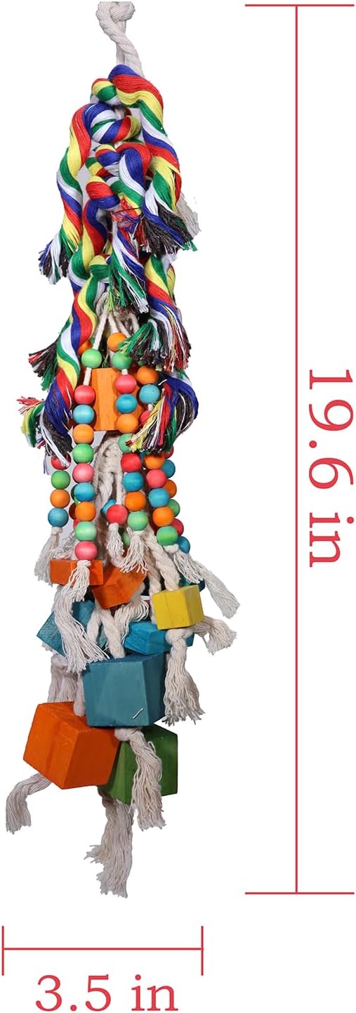 Durable Bird Toys for Large Parrots – Parrot Toys for Macaws & African Greys – Natural Wood, Squeaky, Chew & Climbing Toys for Large Birds, Safe & Eco-Friendly