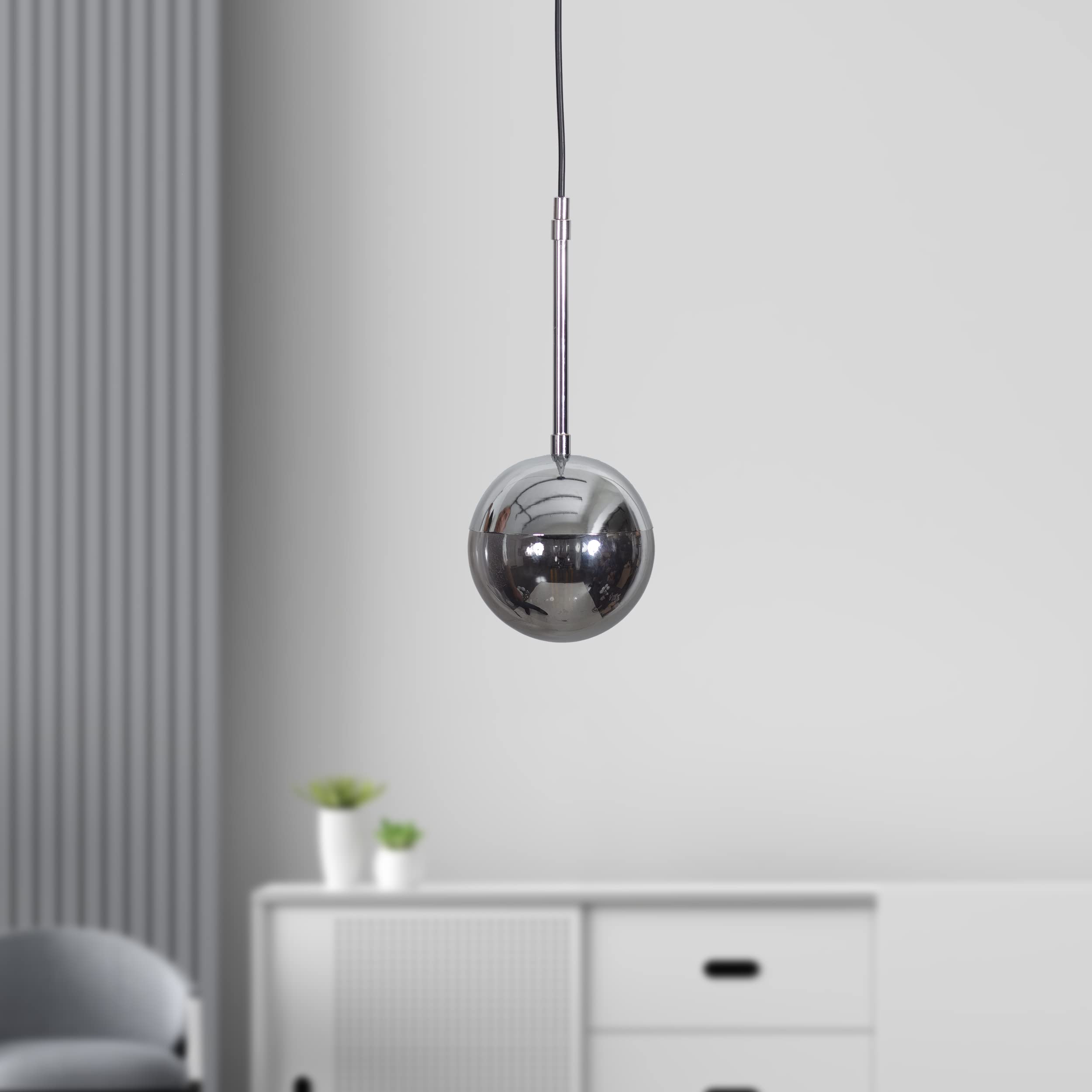 Nova Pendelleuchte Esstisch Glaskugel Wohnzimmerlampe Kugellampe E27 Fassung (Chrome 1)