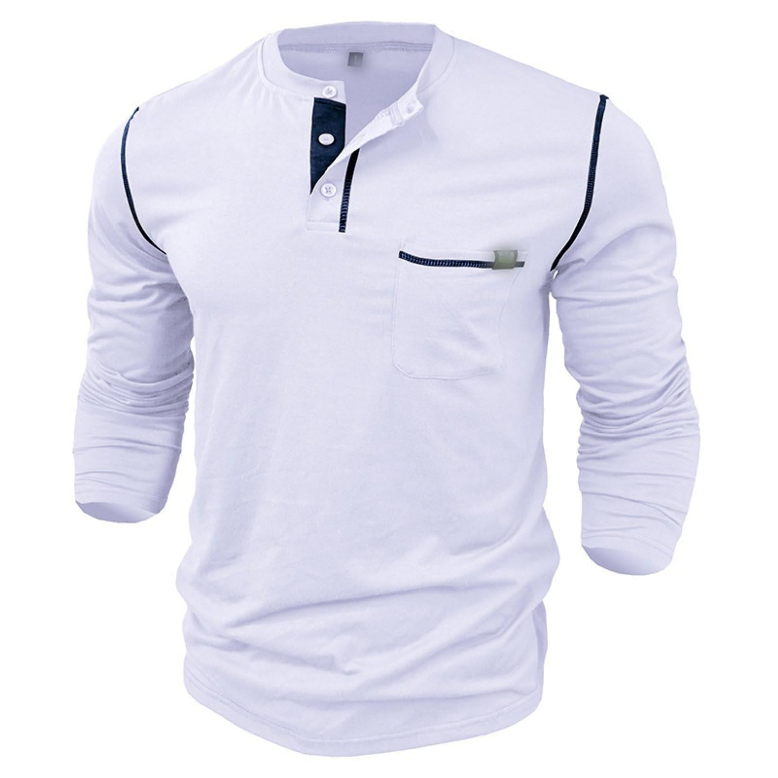 Henley Langarm-Hemden Für Herren Basic Casual Button Down Leichte Golf Shirts