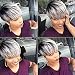 Divine Hair Short Ombre Gray Synthetic Wigs For Black White Women, Black gray with dark roots