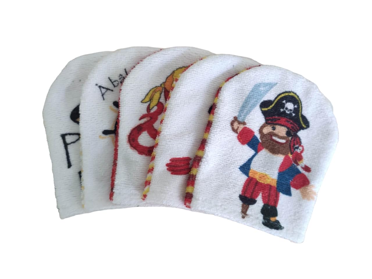 Gants de toilette pirates lavables pour nettoyer le visage des enfants sans irriter