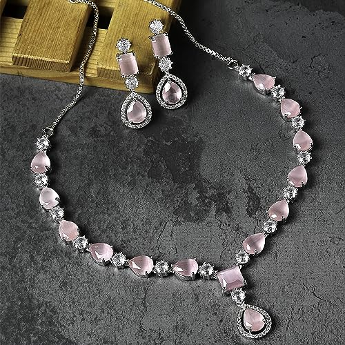 Rhodium-Plated Diamond Necklace Set