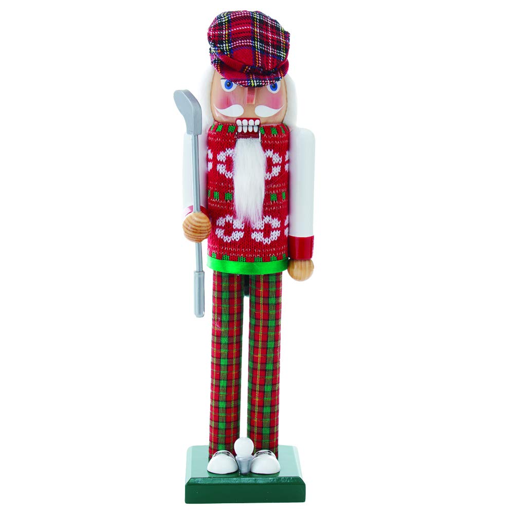 Kurt S. Adler 15-Inch Red and Green Golfer Nutcracker