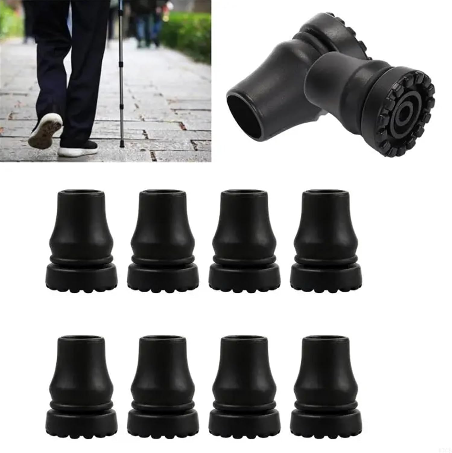 Cane Tips 16Pcs Nonslip Foot Cover Walking Pad Trekking Poles Tip Replacement Feet for Restoring Standard Canes,Walkers,Crutches