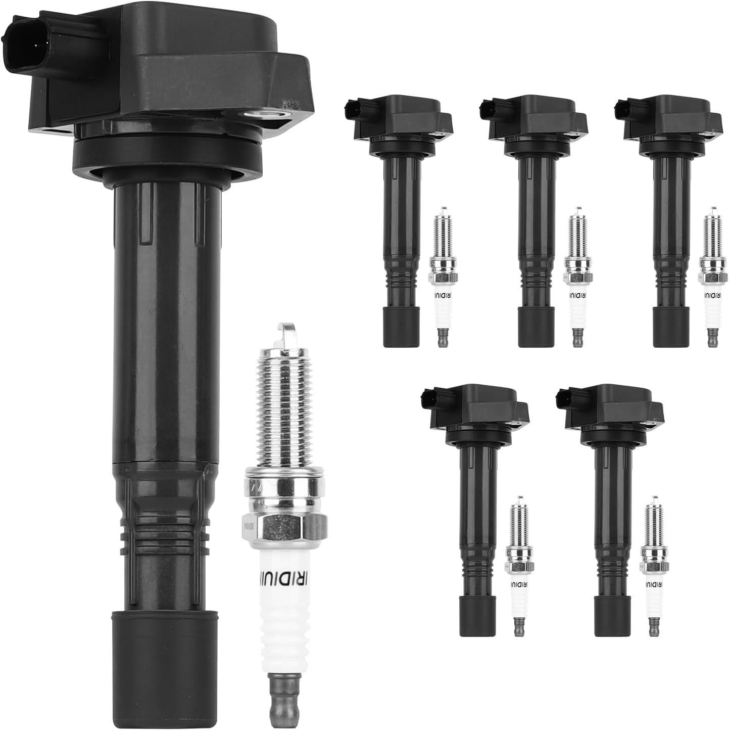 Autoexact Ignition Coil Pack and Iridium Spark Plugs Set Fit for Honda 2008-2017 Odyssey 2009-2015 Pilot 2008-2012 Accord, Acura 2013-2015 RDX 2009-2014 TL 3.5L 3.7L V6, # UF624 97390 Set of 6