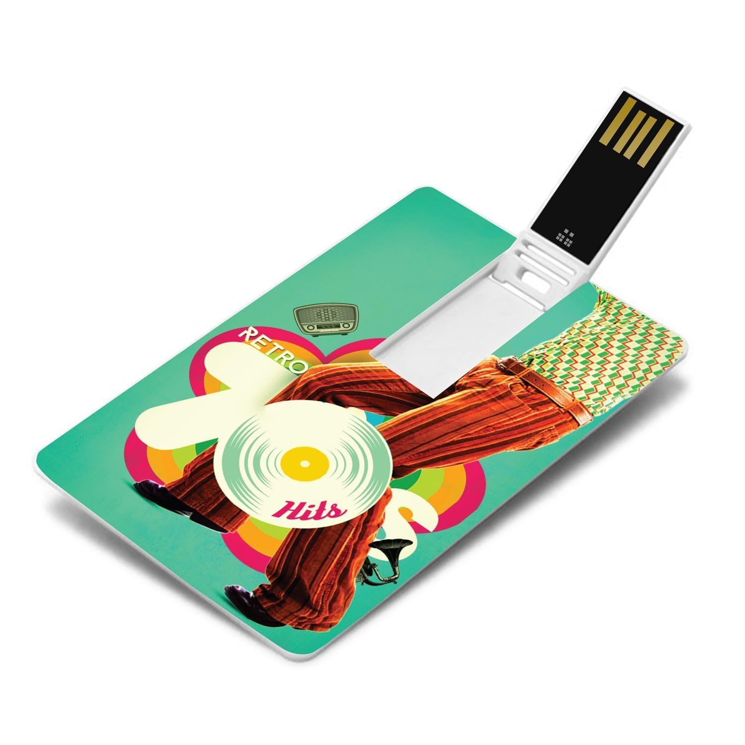 Retro 70s Hits Music Card, 4 GB USB Drive, 320 Kbps MP3 Audio