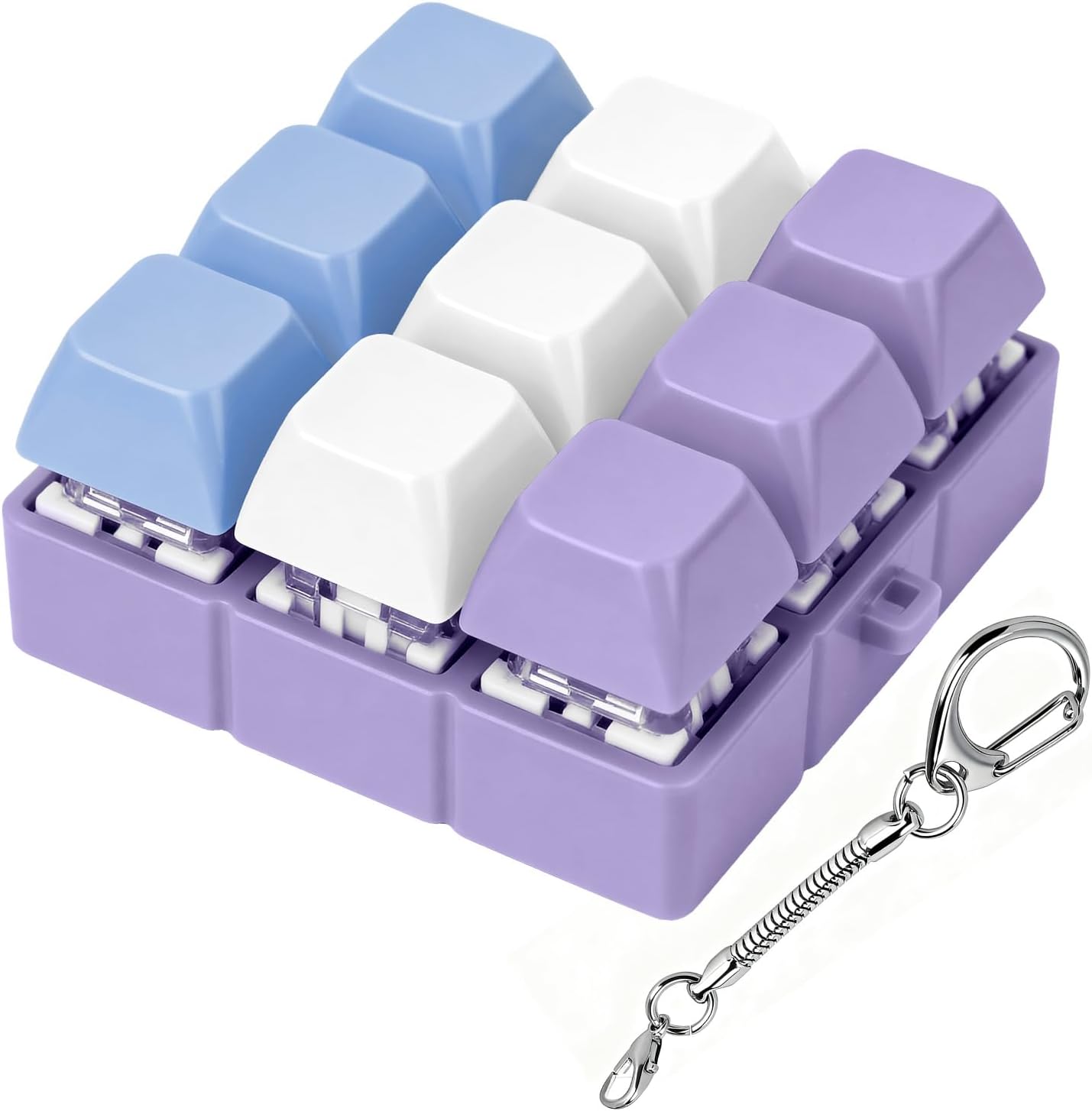 Axlksia Creamy Keyboard Fidget Toy, Fidget Clicker Keyboard Fidget Keychain, Button Fidget Gifts for Adults to Relieve Stress and Pass Time (9-in-1 B)