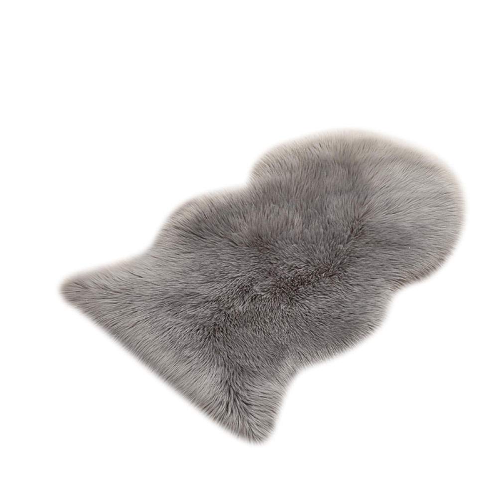 Spitzenqualität Lammfellimitat Teppich, Flauschig Weiche Nachahmung Wolle Teppich Longhair Fell Optik Gemütliches Schaffell Bettvorleger Sofa Matte Hellgrau 60 * 180cm