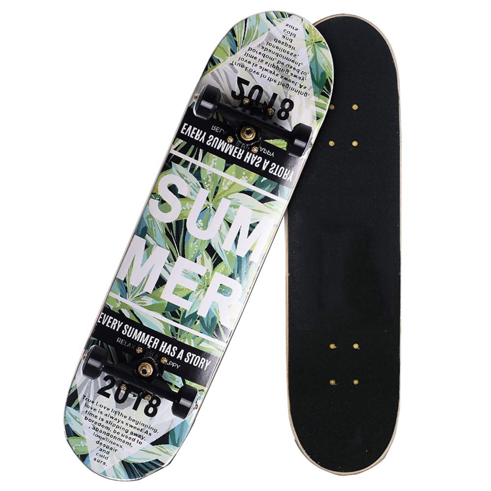 GCJJ-HSY 31 Inch Pro Skateboard Complete,7 Layers Of Maple,Skateboard For Kids Ages 6-12,Girls,Boys,Teens,Adults(Zhuqing)