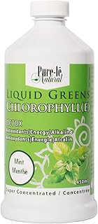 Liquid Greens Chlorophyll Mint 450ml - Balance pH, Energize, Detox and Cleanse without calories! Ultra Premium Dietary Supplement - No Fillers or Binders, No Artificial Ingredients