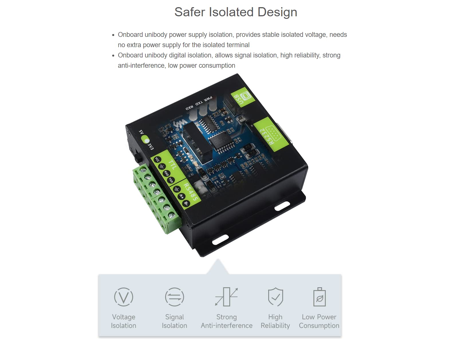 Waveshare Convertitore USB A RS232/485 - Chip FT232RNL, Per Mac/Linux/Windows, Stabile - Foto 7