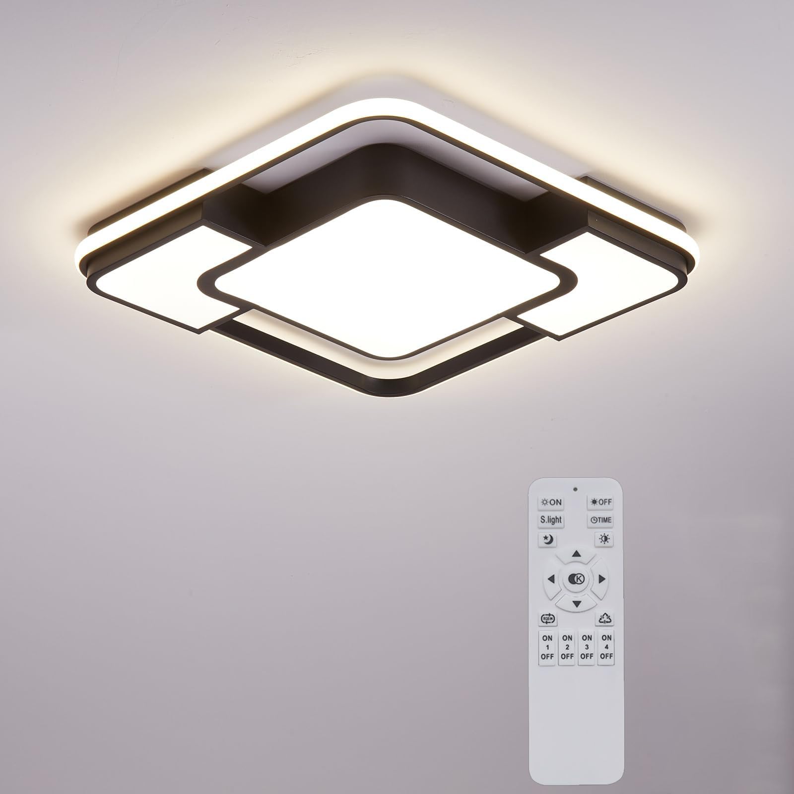 Minifair White Led Ceiling Light For Bedroom,Remote Control,Brightness Dimmable,3000-6500K,52Cm,Modern,Flush Ceiling Light For Dining Room,Living Room,Kitchen And More