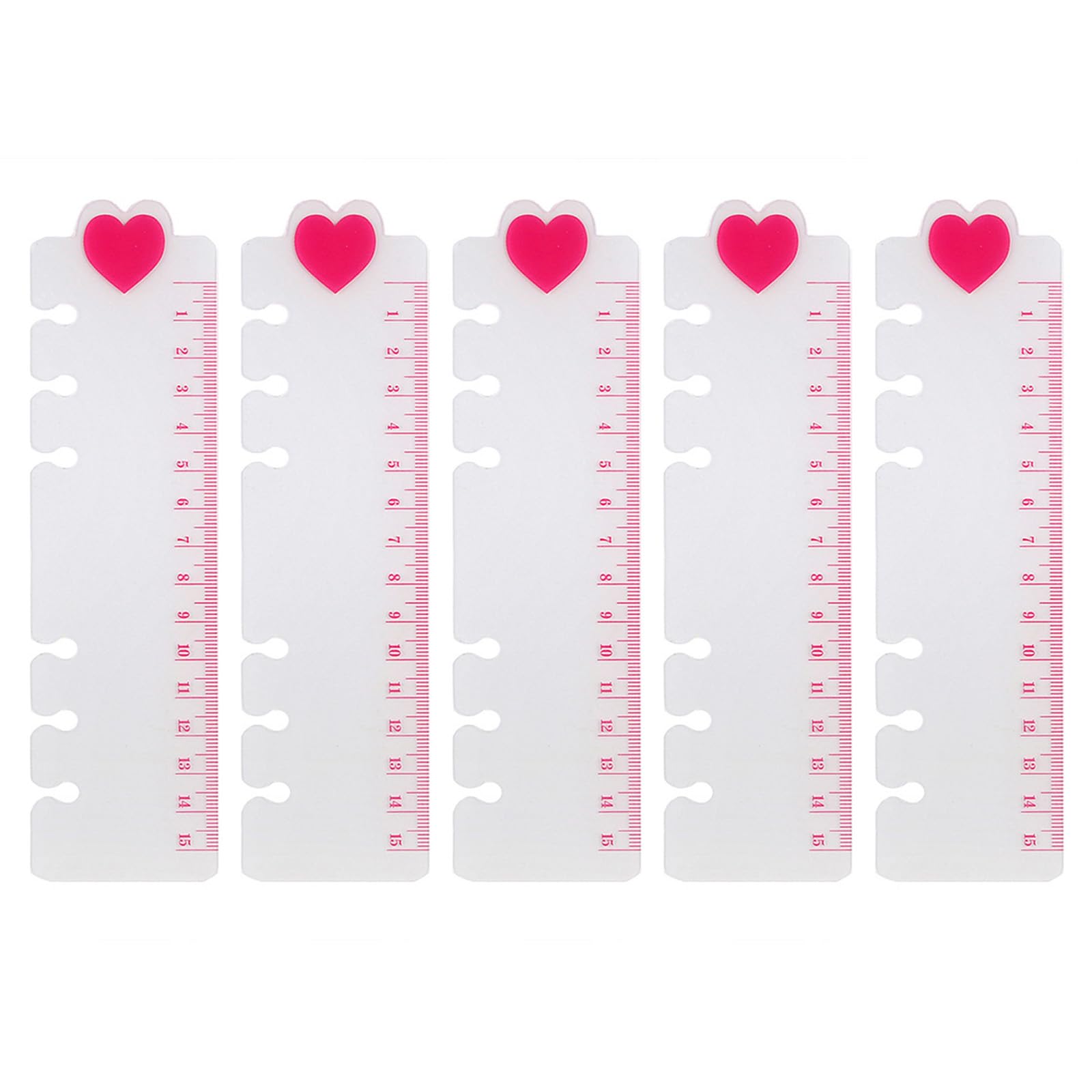 5Pcs Heart-Shaped Binder Ruler 6 Hole Pre-Punched Page Divider for Planner Bookmarks