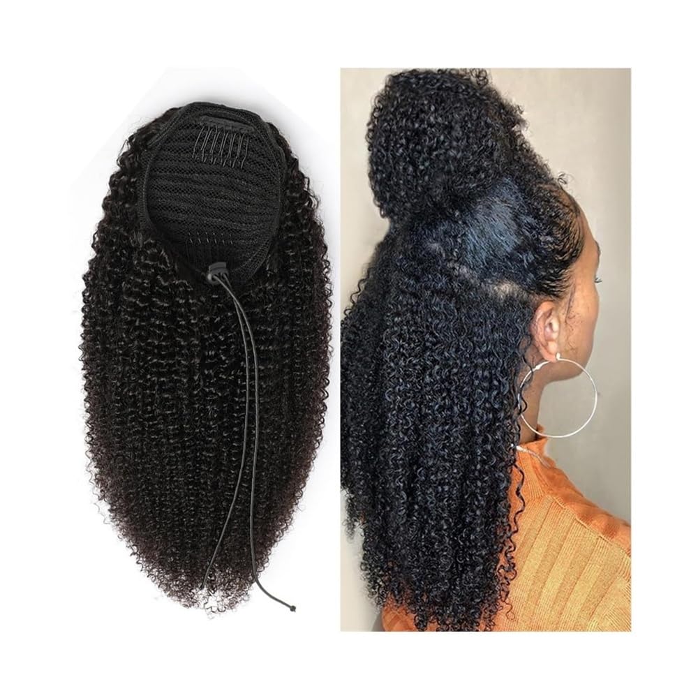 Afro Kinky Curly, kucyk z zapięciem na ściągacz, doczepiany do włosów Remy, kucyk dla kobiet(14inches)