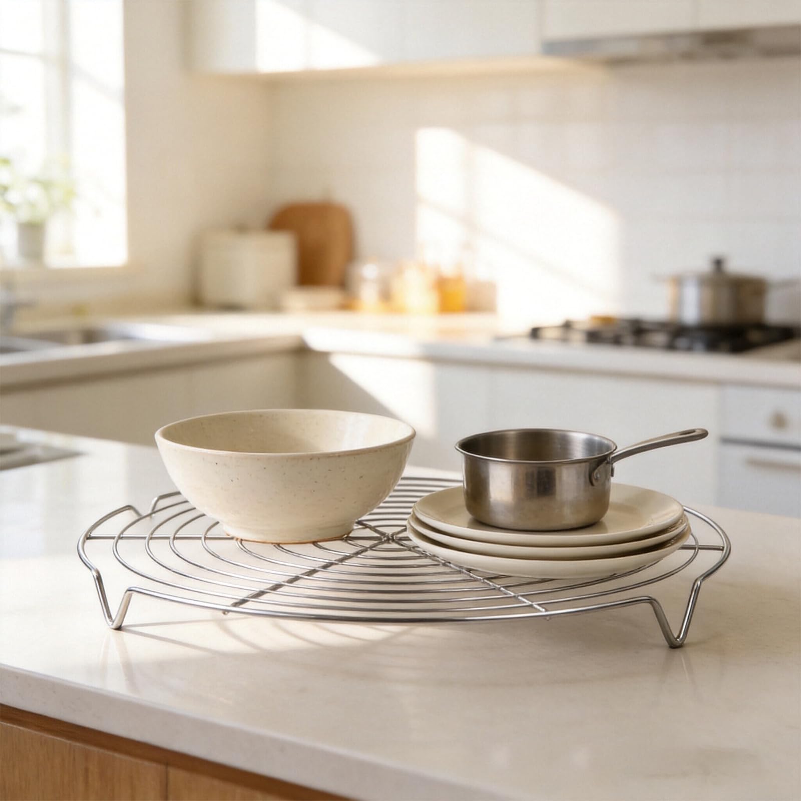 Grille de Refroidissement Ronde 2 Pièces pour Gâteau Argent