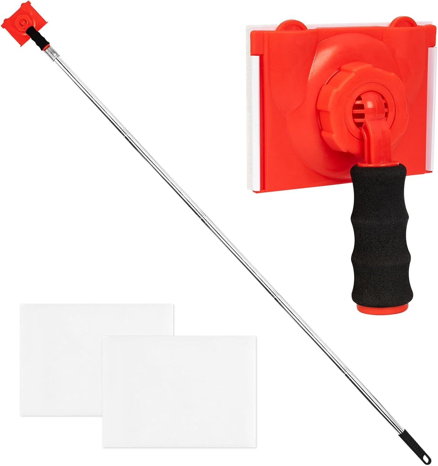5-Section Paint Edger Tool with Threaded Extension Rod, Adjustable Paint Pad Applicator Paint Edger Brush with 2 Replacement Pads for Walls, Ceilings, Trim, Baseboards(35-77.5 Inches)