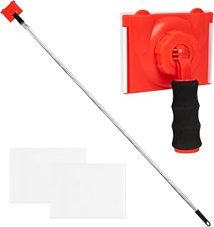 5-Section Paint Edger Tool with Threaded Extension Rod, Adjustable Paint Pad Applicator Paint Edger Brush with 2 Replacement Pads for Walls, Ceilings, Trim, Baseboards(35-77.5 Inches)