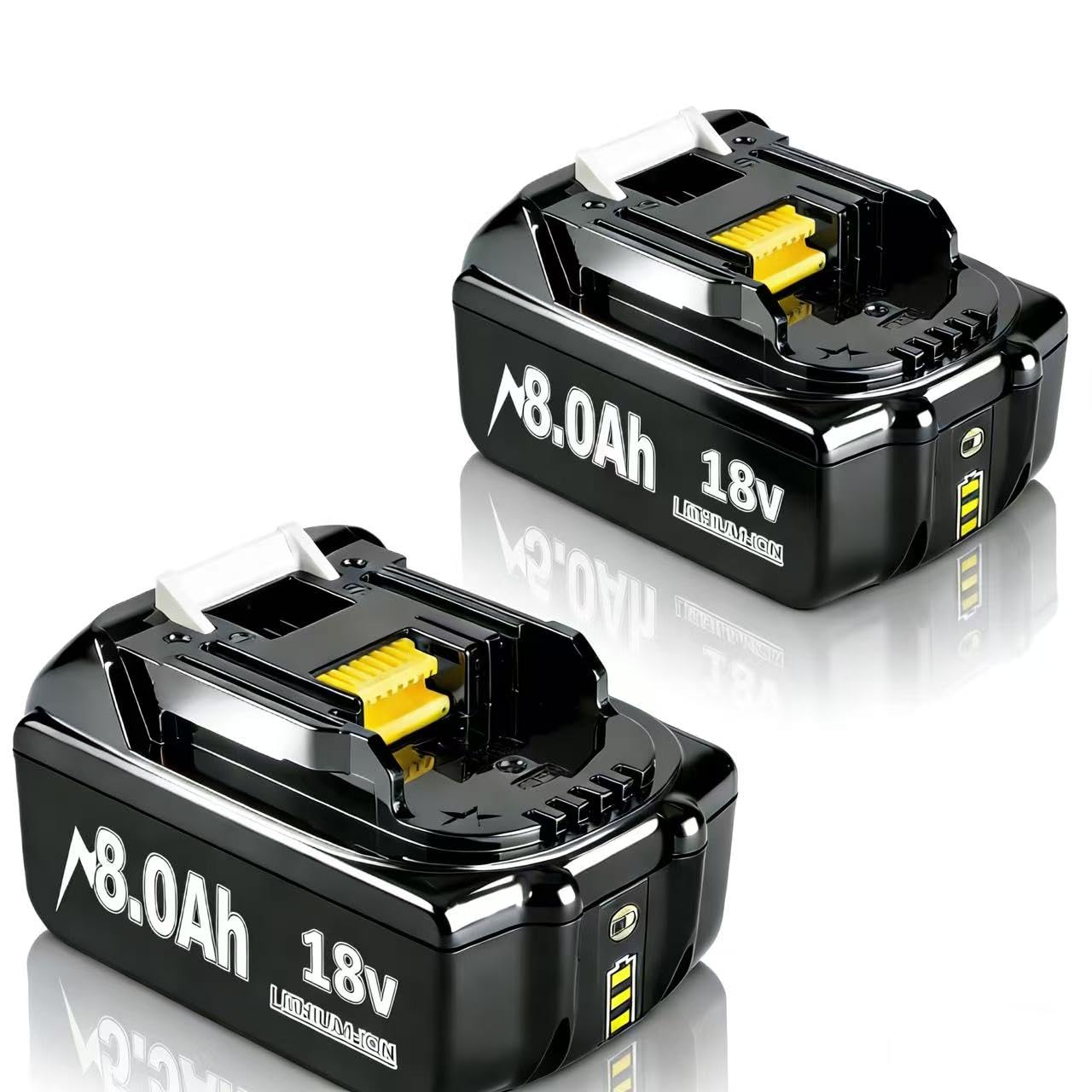 2X 18V 8.0Ah Akku für Makita, Powtree Ersatzakku für Makita 18V BL1860B Kompatibel mit BL1860 BL1850 BL1850B BL1840 BL1840B BL1830 BL1830B BL1815 LXT Akku-Elektrowerkzeuge mit LED-Anzeige