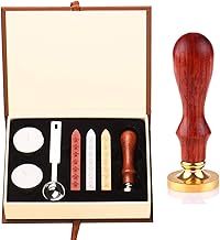 Hogwarts Seal Stamp Kit Gift for HP Fans - 1 Wooden Handle Seal + 3 Retro Waxes + 1 Spoon + 2 White Waxes (Brown)