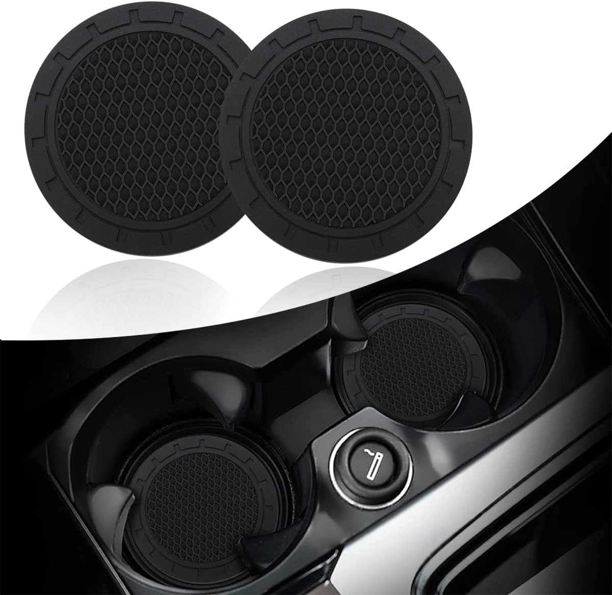 Auto sport 2.75 Inch Diameter Oval Tough Car Logo Vehicle Travel Auto Cup Holder Insert Coaster Can 2 Pcs Pack (Without Logo)