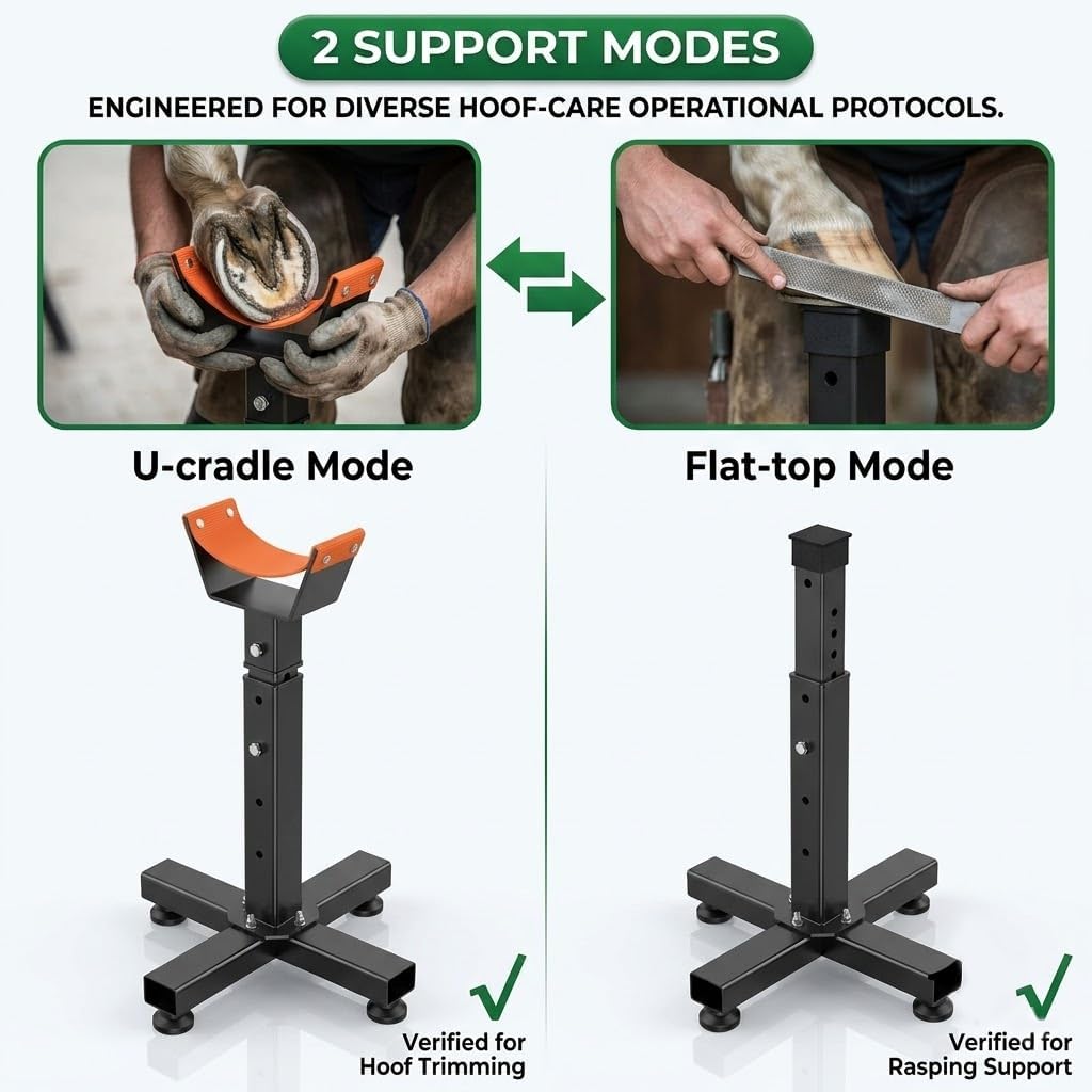 Heavy-Duty Farrier Stand Hoof Stand for Horses Stable Cross Base | Premium Reinforced Steel, Adjustable 21 to 29 Inches Height, Cross Base, Dedicated to Equine Barefoot Trimming Handlers