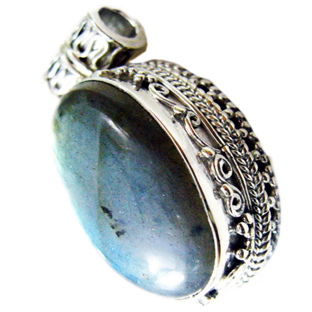 Echt Labradorit Medaillon für Frauen Sterling Silber ovale Form Vintage Handgemachten Modeschmuck