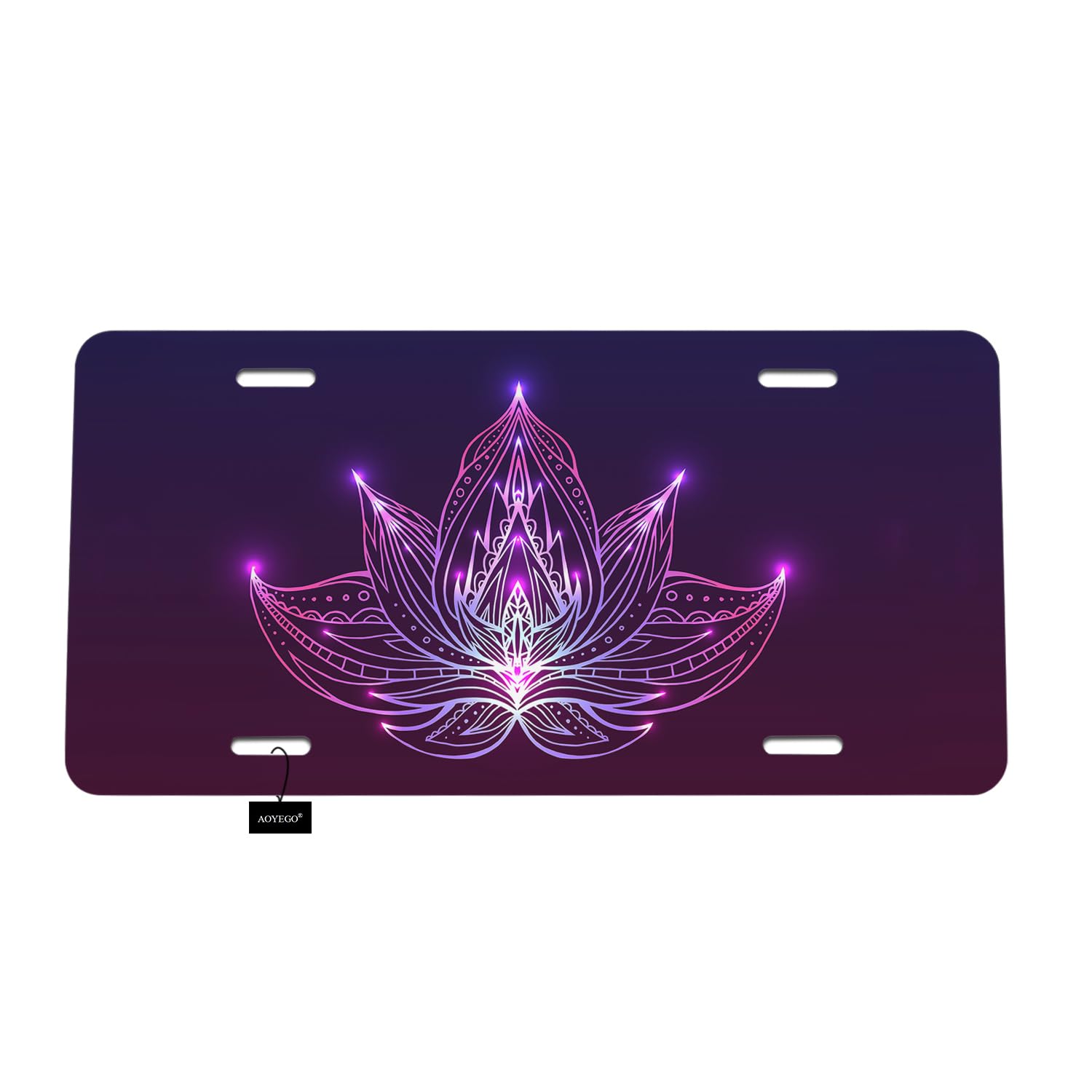 AOYEGO License Plate Lotus License Plates for Front of Car Boho Style Bright Spark Mystic Purple Vanity Tag US Standard Car License Plate 6 X 12 Inch (4 Holes)