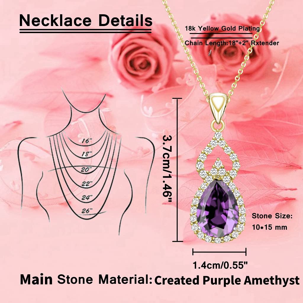 Collar con colgante para mujer, collar de lágrima, collar de piedra natal, joyería de aniversario/regalo de cumpleaños para mamá, esposa, amiga, 18 pulgadas + 2 pulgadas, Latón, Zafiro 5
