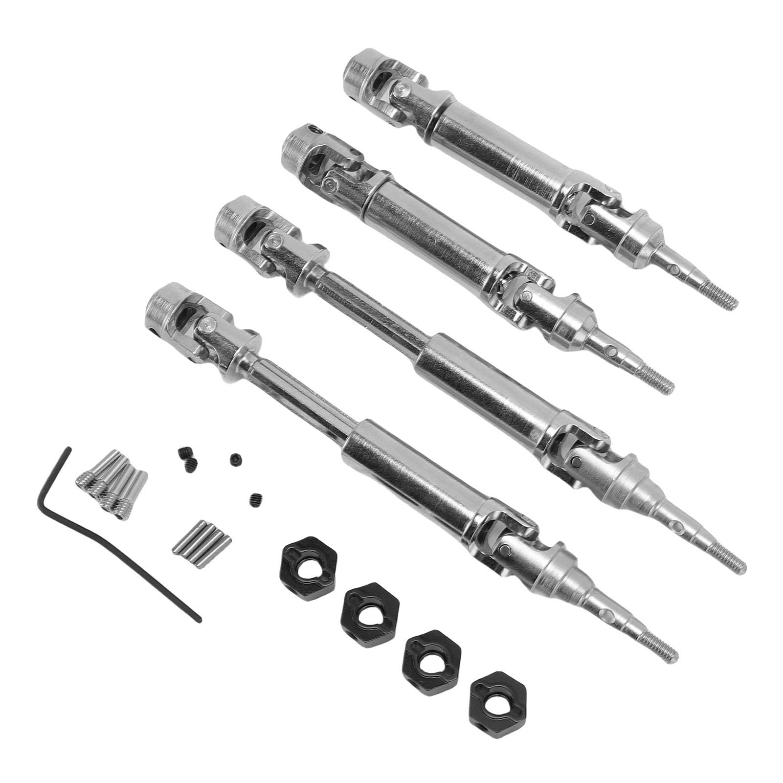 Set di Alberi di Trasmissione CVD Anteriori e Posteriori Set di Assi per Alberi di Trasmissione per Auto RC in Metallo per Fiesta ST Rally 1 10 4X4 Auto RC Senza Spazzole Installazione (SILVER)
