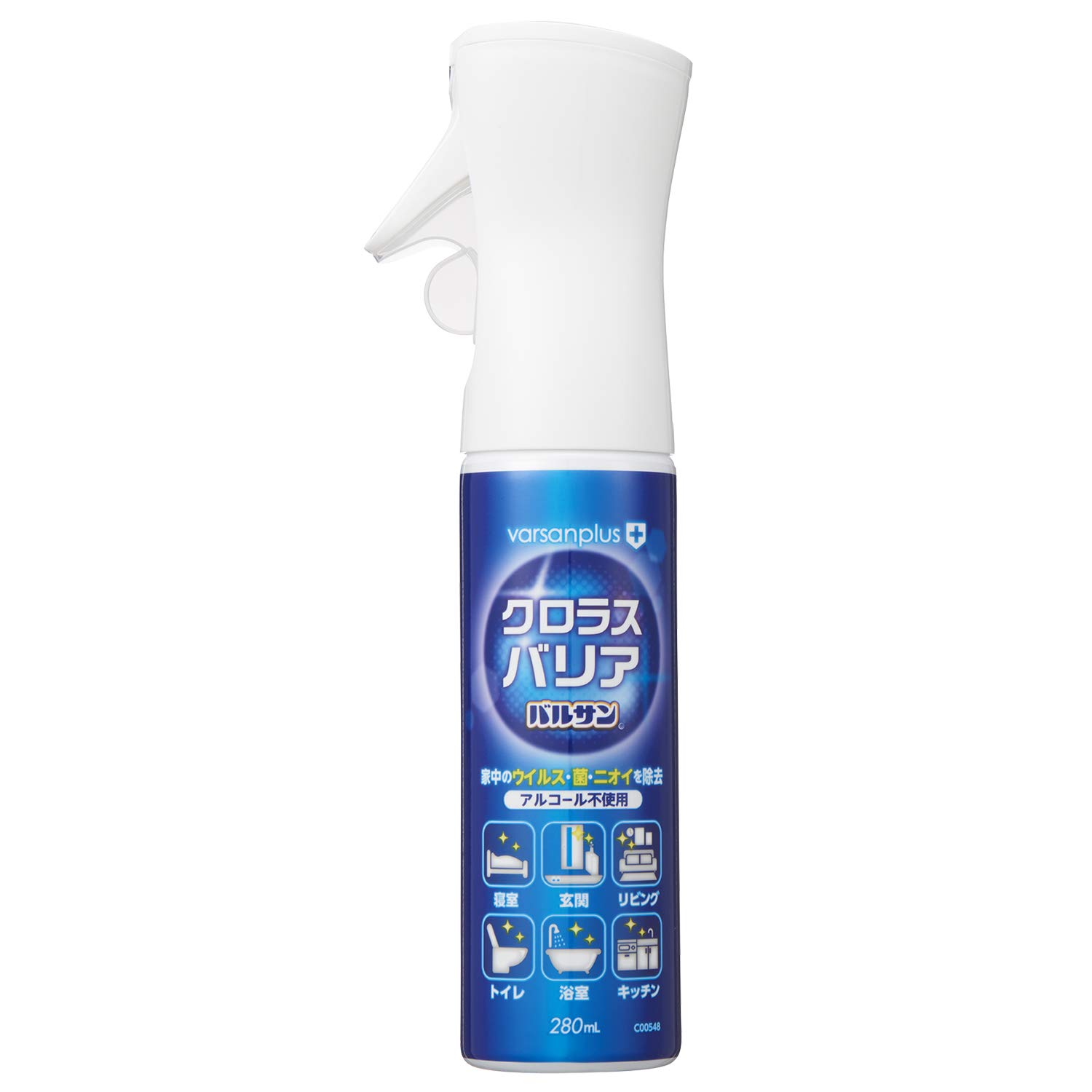 バルサンプラス クロラスバリア ふんわりミスト 本体 280ml (ウイルス・菌99.9%除去) 安心・低刺激 消臭効果