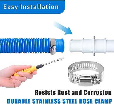 LonlyEagle Pool Hose Adapter Connector, 1-1/4 or 1-1/2 Plastic Coupling for Swimming Pool Vacuum, Cleaner, and Filter Pump Hoses (Grey)