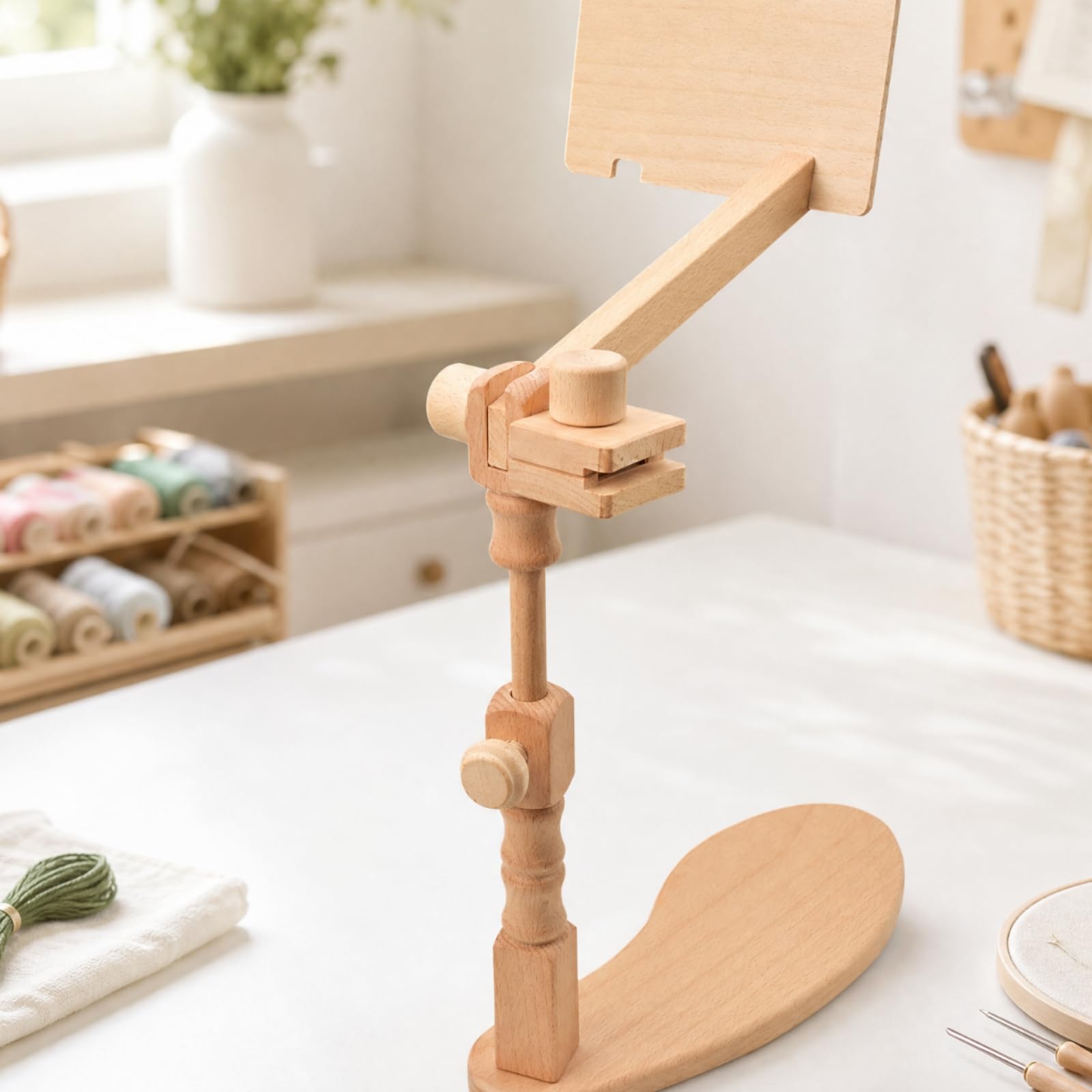Gxdqxxd Cavtto da Ricamo in Legno di Faggio Regolabile Portatile per Ricamatrici