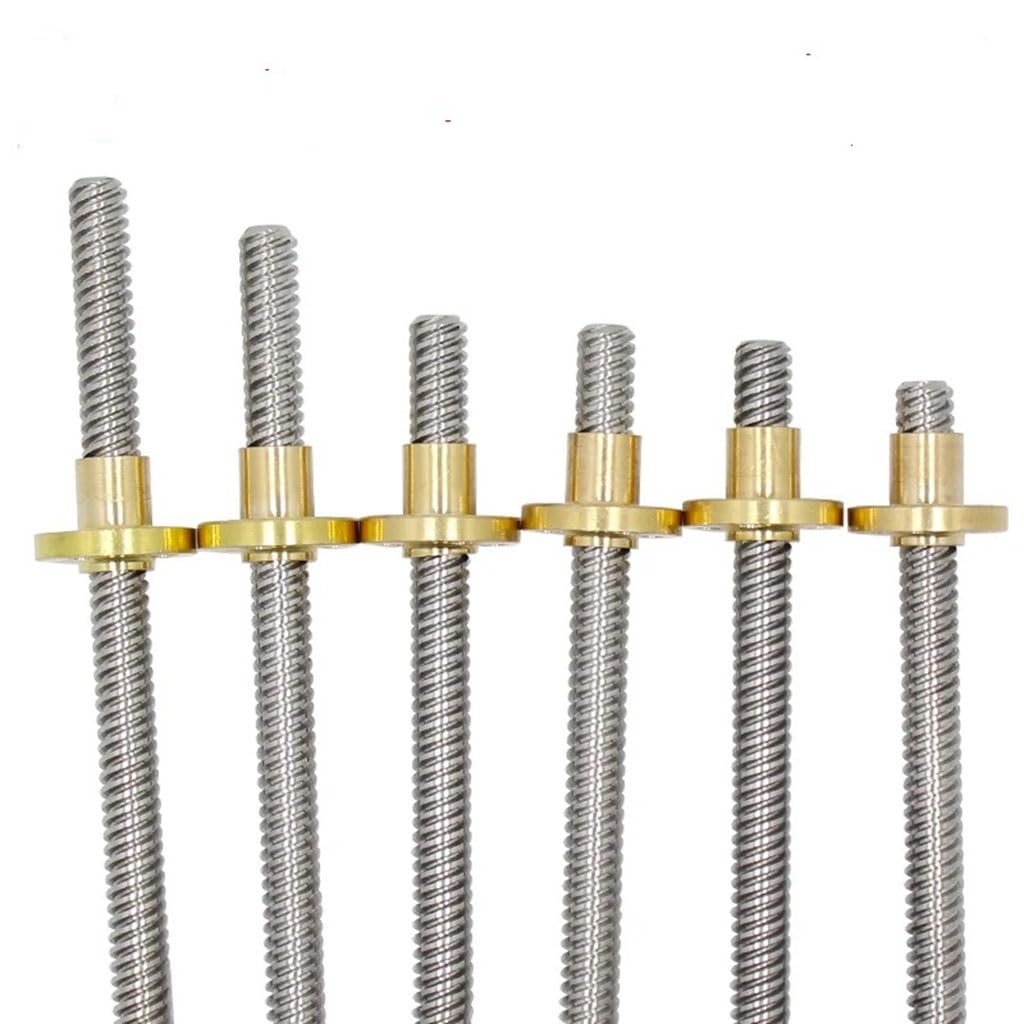 Pręt gwintowany ze stali nierdzewnej, 1 szt. Stal nierdzewna T12 Drukarka 3D, Gwint 12 mm Odprowadzenie 2 mm 4 mm 8 mm 10 mm 12 mm 14 mm Długość 100 mm do 1000 mm Z nakrętką mosiężną(Pitch 2mm Lead 2m
