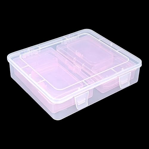 Miniatura 14 de Goodma Caja organizadora rectangular de plástico transparente con tapas con bisagras para objetos pequeños y otros proyectos de manualidades