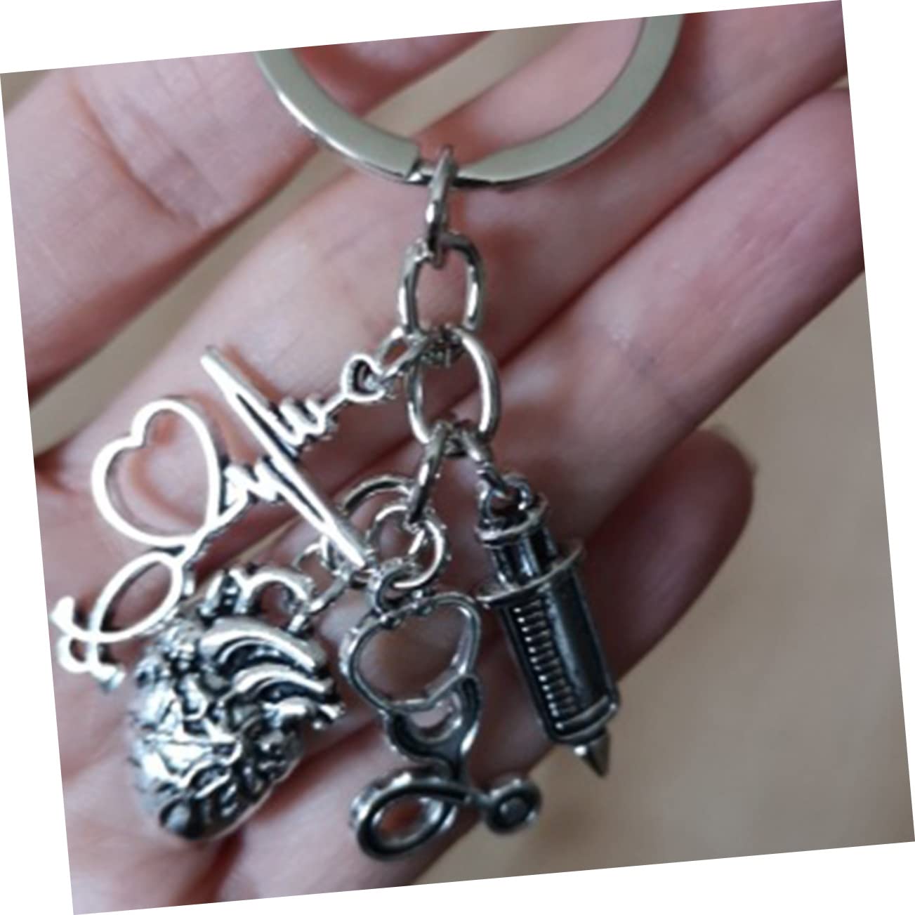 GALPADA Handtaschenanhänger Aufhänger Beutel Ringe Gürtel Schlüsselanhängerhalter Bausatz Auto Kofferanhänger Bund Karte Kette Schlüsselband Zubehör Silver Metall