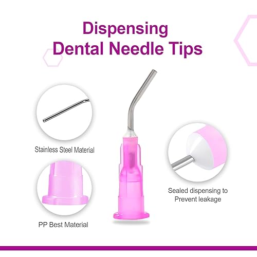 Miniatura 5 de 100 puntas de grabado dispensadoras de flujo predoblado de 18 G de grado dental Puntas de irrigación oral desechables de punta roma para usos