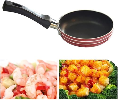 Miniatura 7 de ALisasin Mini 4.7 pulgadas con asa, suministros de cocina, mini antiadherente, fácil de limpiar, sartén de aluminio, resistente al calor, práctico y