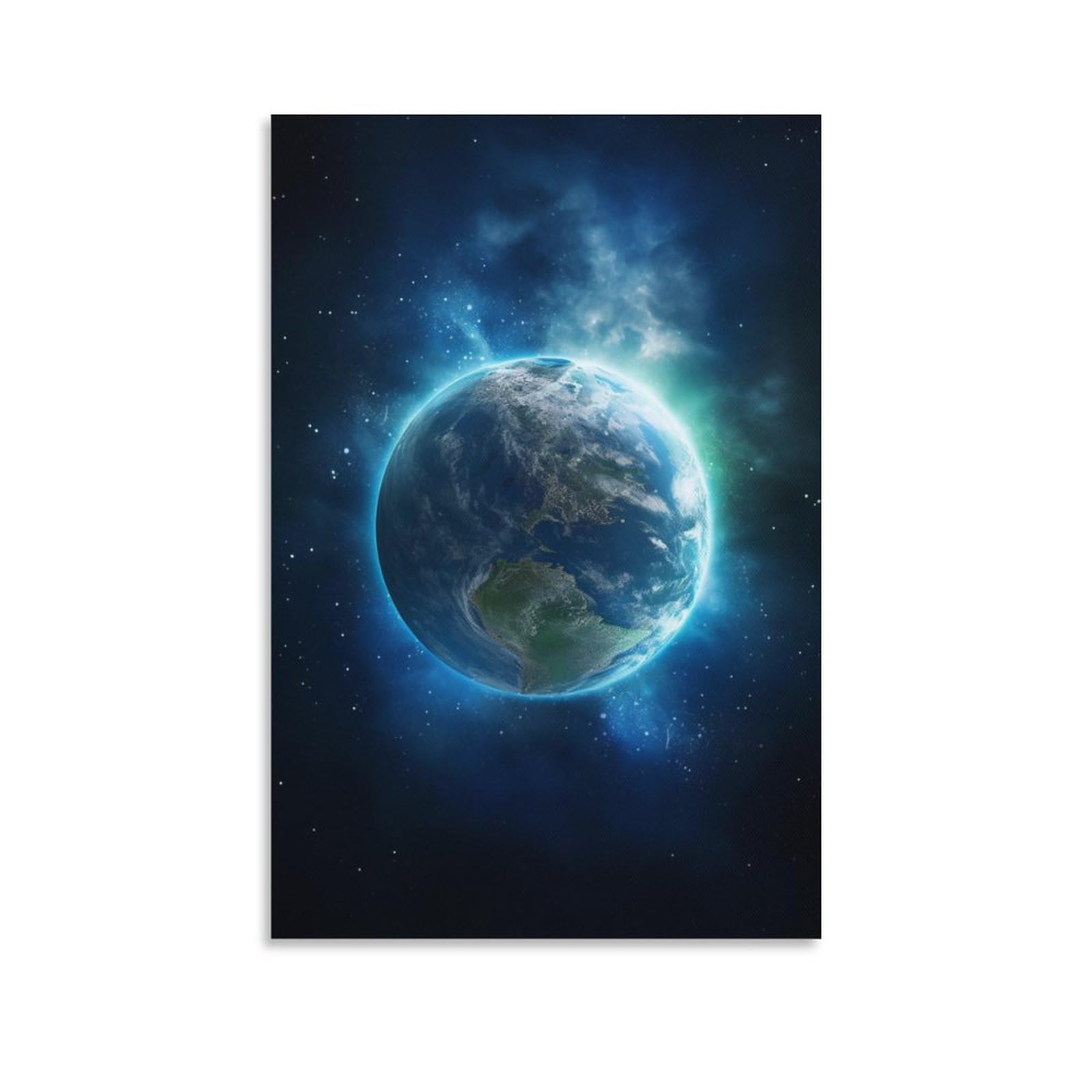 Foccar Unframe-Magnificent Earth Magnificent Earth Canvas Wall Decor Modern Style Blue Planet Space Poster Wall Art For Living Room Bedroom Artwork