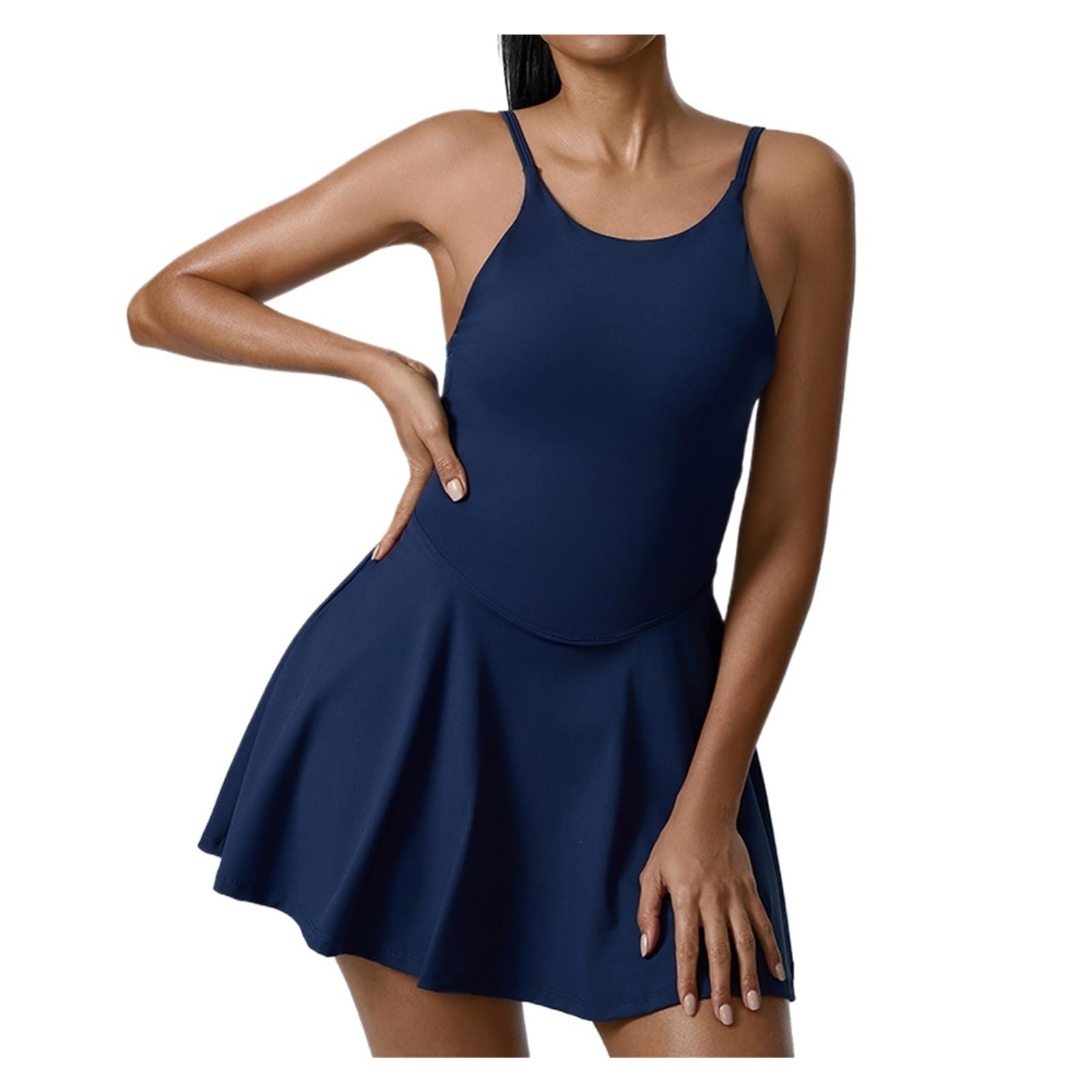 Sportkleid Yoga Set Frauen Trainingsanzüge Fitness Strampler Sport Backless EIN Stück Workout(Blue,S)