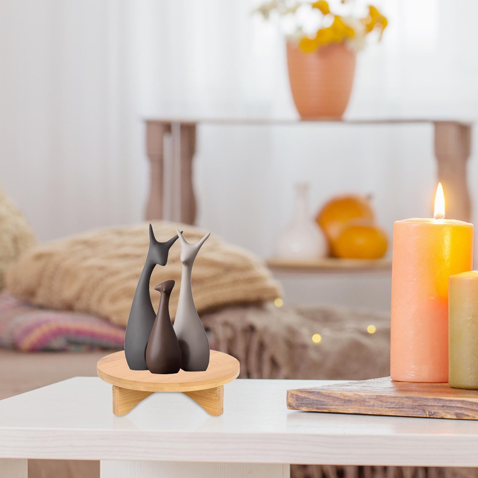 Piédestal pour plantes d'intérieur Présentoir solide en bois pour