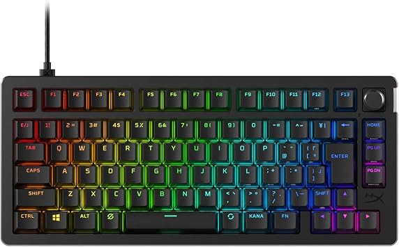 HyperX Alloy Rise 75 Gaming Keyboard Japanese Layout Mechanical 75% Linear Switch Media Controller Gasket Mount Hot Swap Customized 7G7A4AA#ABJ