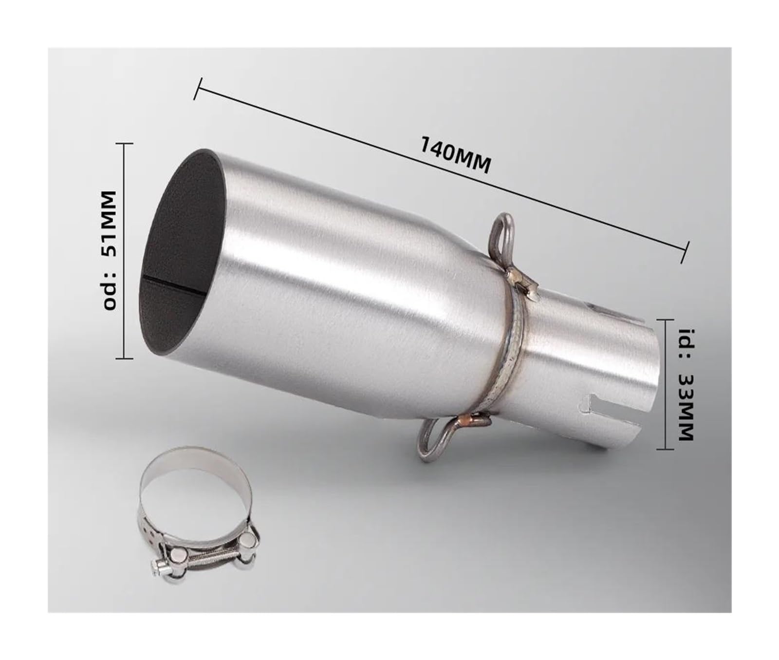 Terminali Scarico Doppi Tubo Di Collegamento Intermedio Moto Marmitta Migliorata Del Diametro Universale Di 51 Mm Punte Scarico(33MM)