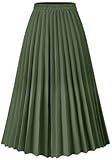 Womens Skirt Leopard Print Midi Long Shirring Pleated Skirts High Waisted A Line Skirts