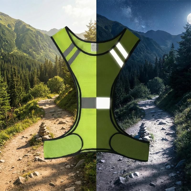 Chaleco Reflectante de Seguridad Ajustable Unisex Talla XS-M con Alta Visibilidad, Ligero y Transpirable, Ideal para Correr, Ciclismo, Moto, Running, Senderismo Nocturno, reflectante running