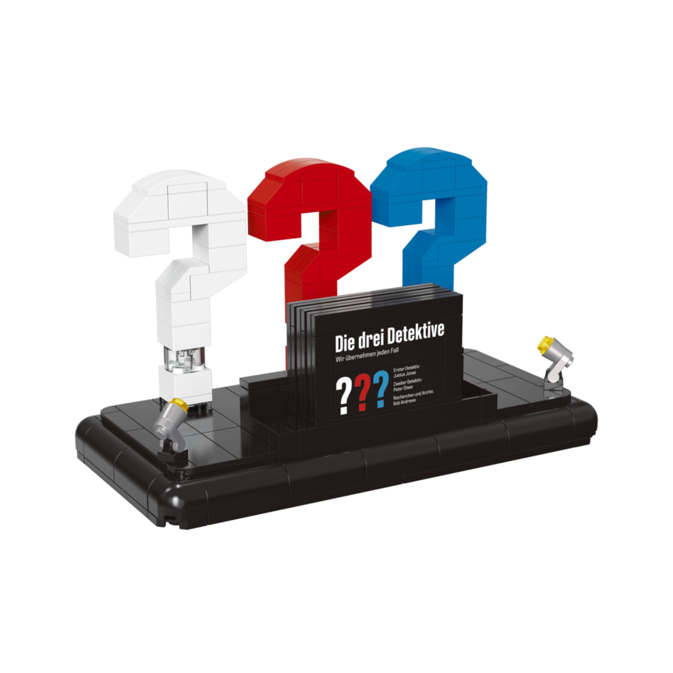 BlueBrixx Pro 108480 – Die DREI ???: 3D-Logo mit Visitenkarte aus Klemmbausteinen mit 200 Bauelementen