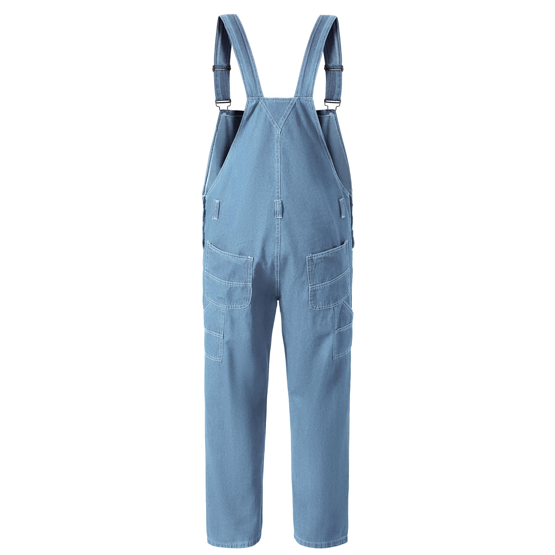 YOUTHUP Herren Latzhose Aus Blauem Denim Lässige Jeans Mit Geradem Schnitt Mehrere Taschen Arbeitskleidung