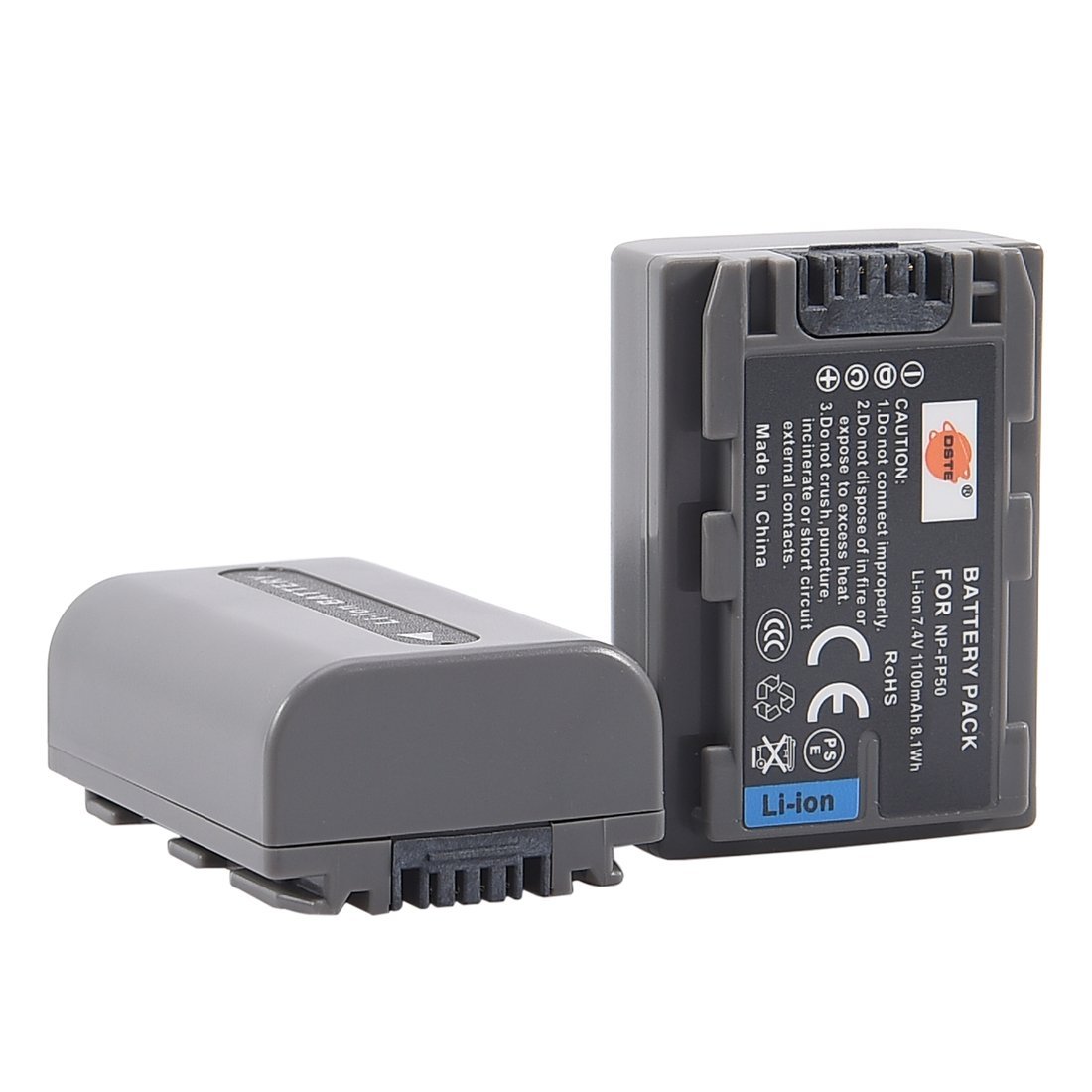DSTE 2PCS NP-FP50 Batería Cargador Compatible para Sony NP-FP30, NP-FP60, NP-FP70, NP-FP71, DCR-DVD203, DCR-DVD203E, DCR-DVD205E, DCR-DVD304E, DCR-DVD305, DCR-DVD403