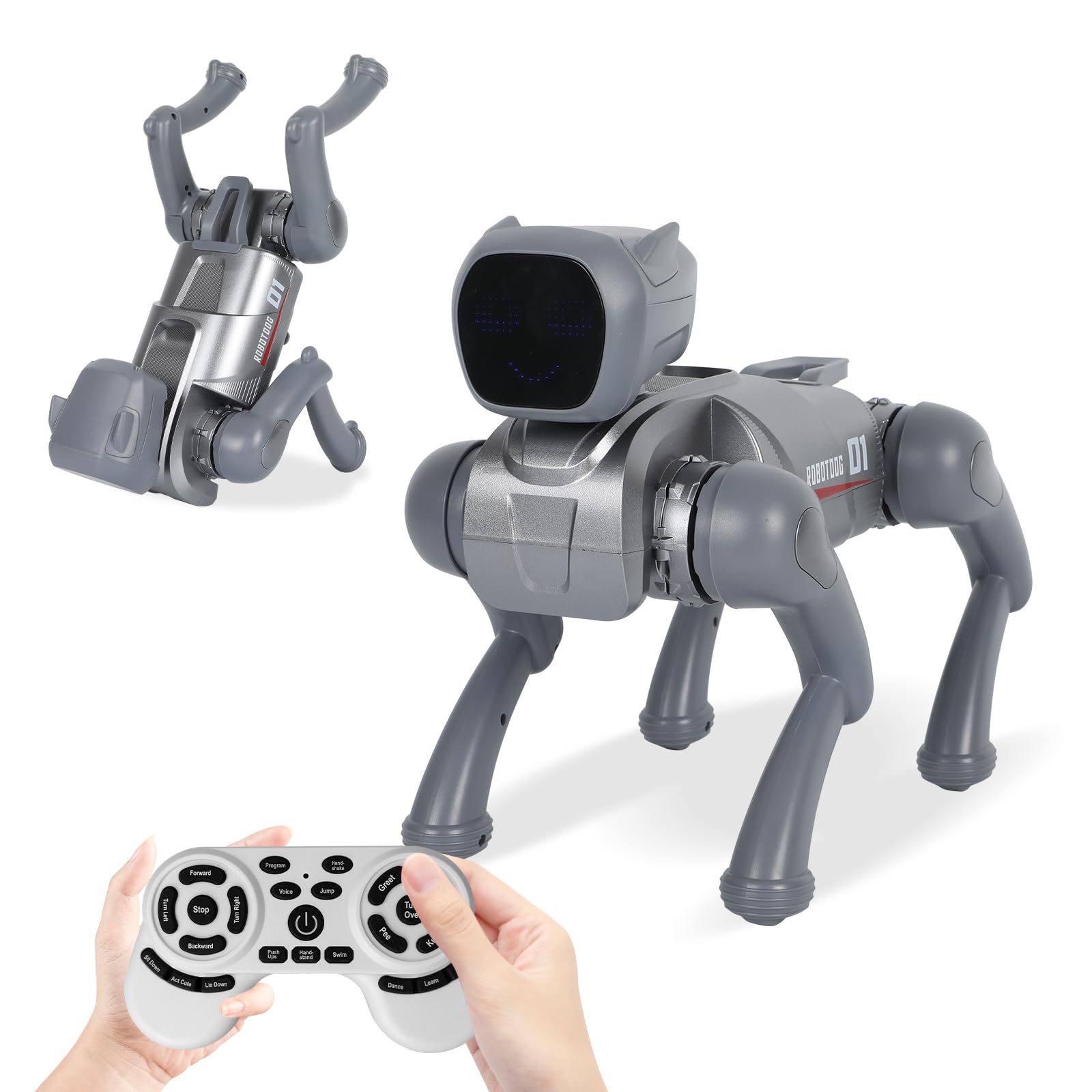 EUNEWR Remote Control Robot Dog Toy for Kids, Smart Robots Dog with Interactive Voice, App and Remote Control, Programmable Smart Walking and Dancing RC Puppy Robots Toys for Kids Age 3+