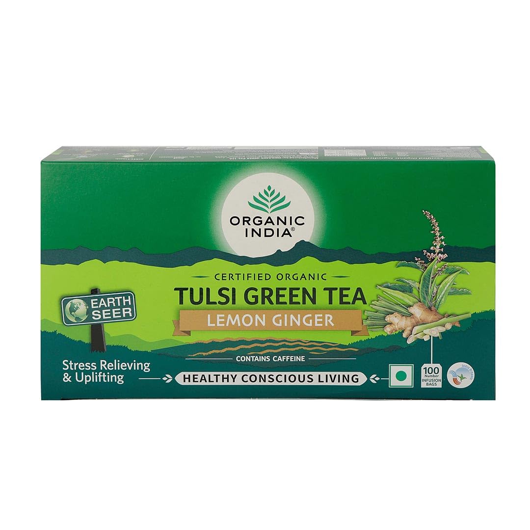 Organic India Tulsi Green Tea Lemon Ginger 100 Teabags (B0CNRS28NS) Amazon Price History, Amazon Price Tracker