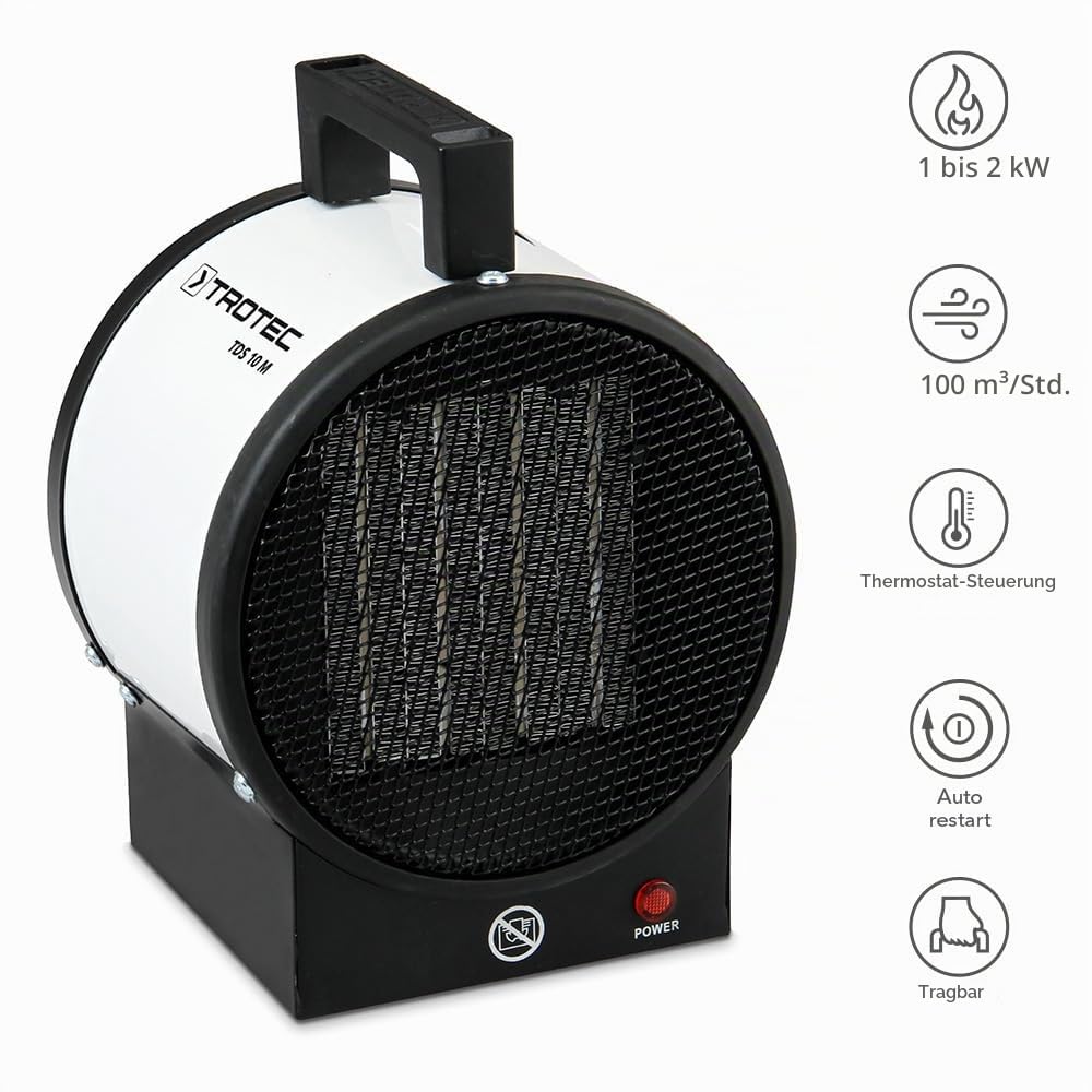 TROTEC TDS 10 M Bauheizer elektrisch – Heizleistung 1 kW/2 kW